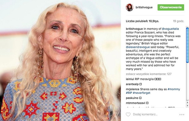 Nie żyje Franca Sozzani. Jak żegna ją branża mody?