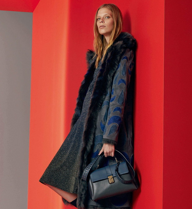 Płaszcz z futerkiem Bottega Veneta Resort 2018