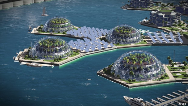 Pływające miasto, projekt konkursowy Instytutu Seasteading, wizualizacja: Gabriel Scheare, Luke Crowley, Lourdes Crowley, and Patrick White, Chile