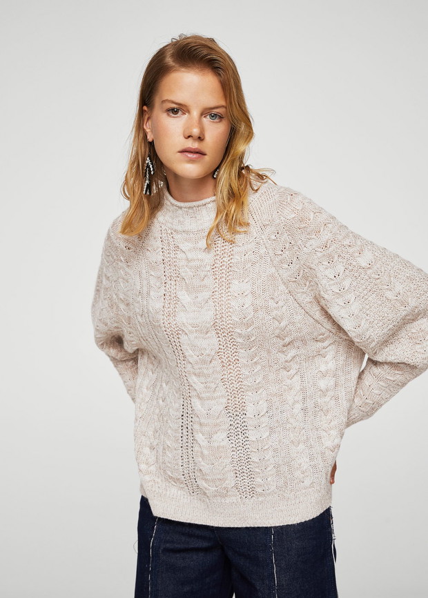 Sweter z warkoczem Mango