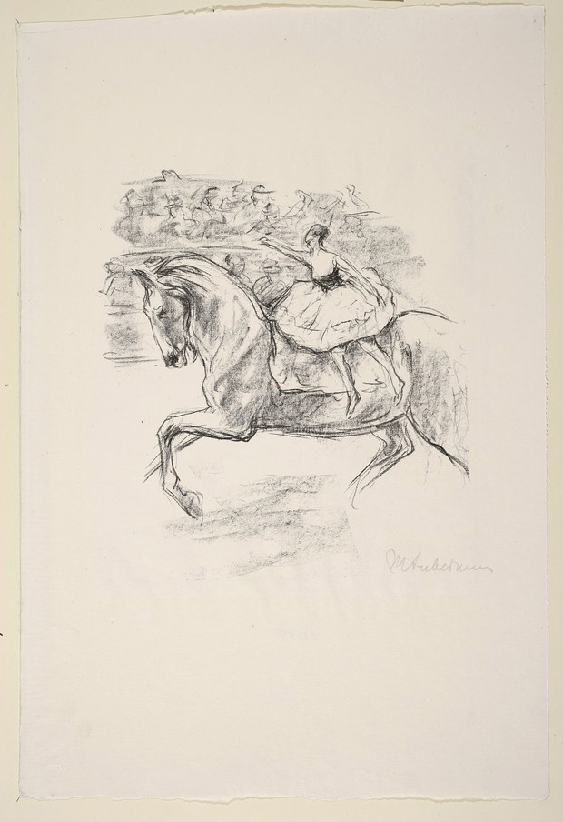 Max Liebermann (1847–1935), Bruno Cassirer (1872–1941) Kunstreiterin Woltyżerka, 1921 litografia, papier czerpany Muzeum Narodowe w Warszawie