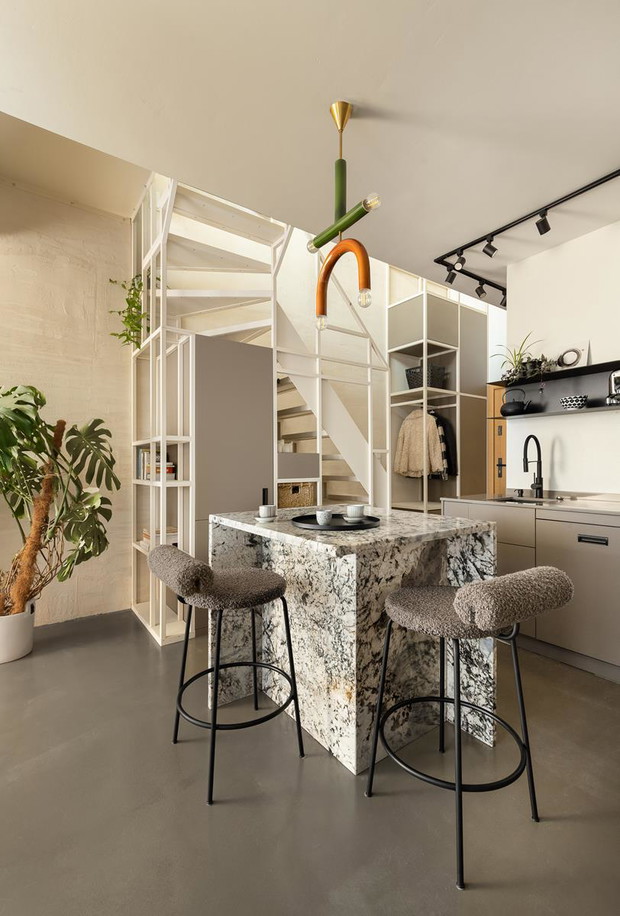 Mieszkanie z sypialnią na antresoli, Design: Architekt Magdalena Daszkiewicz, pracownia PRZESTRZENIE