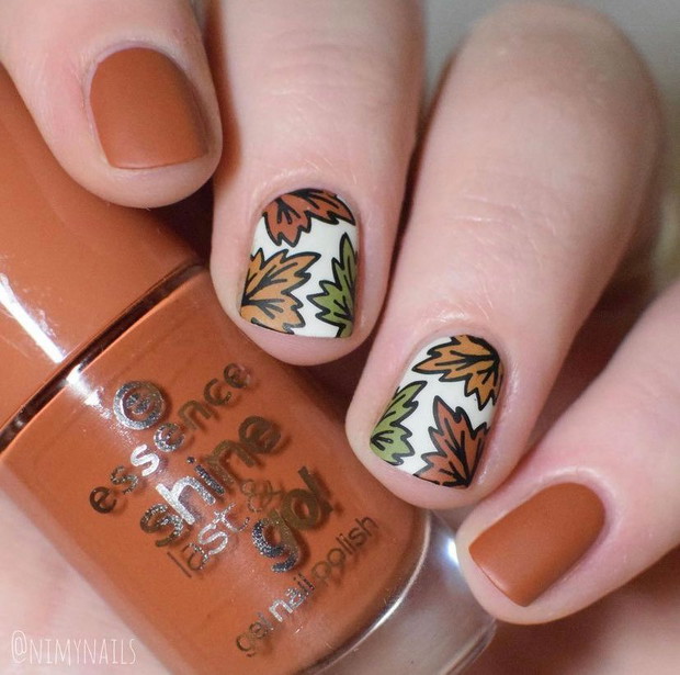 Liście na paznokciach, czyli prosty jesienny manicure