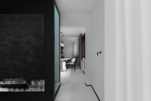 Graficzne wnętrza w domu pary architektów, projekt: Patrycja Śliż i Jakub Flisiak, Pracownia Architektury The Wall