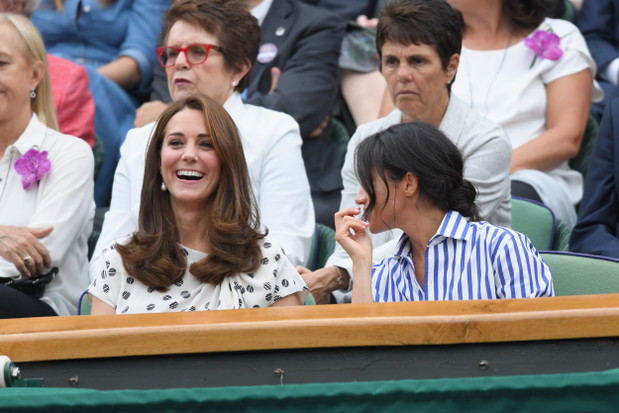 Księżna Meghan i księżna Kate na kortach Wimbledon, 14.07.2018.