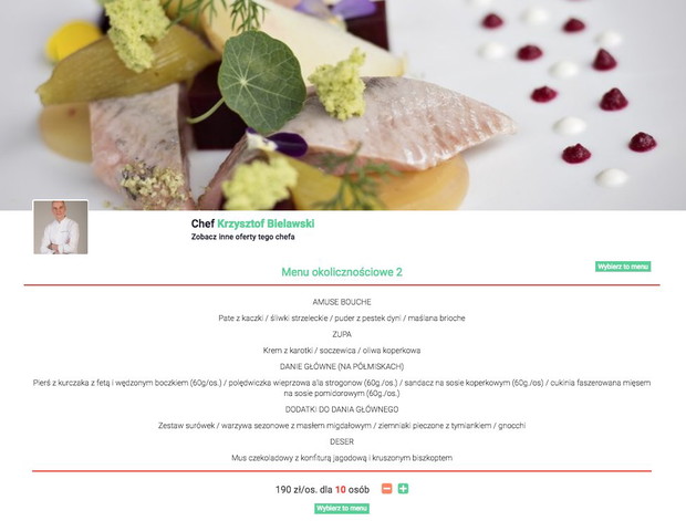 Przykładowe menu na Ulala Chef