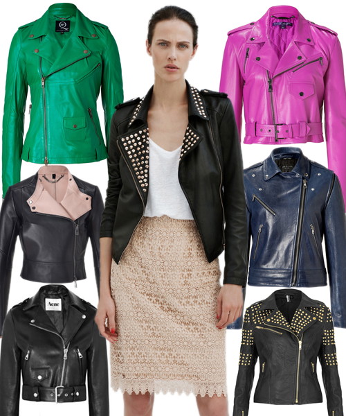 po lewej od góry: alexander mcqueen, belstaff, acne po prawej od góry: ralph lauren, rag and bone, topshop  