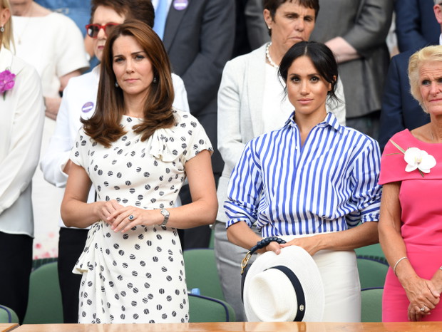 Księżna Meghan i księżna Kate na kortach Wimbledon, 14.07.2018.
