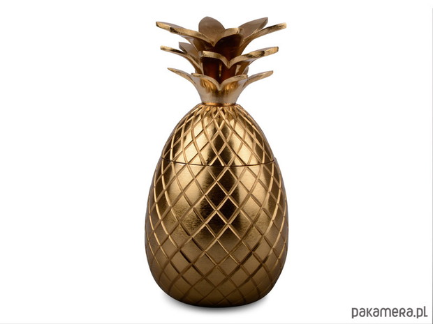 POJEMNIK METALOWY PINEAPPLE, ZŁOTY, METALOWY, 159 zł