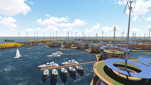 Pływające miasto, wizualizacja: Simon Nummy (Atkins) dla Instytutu Seasteading