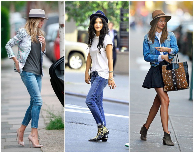 Kapelusze fedora: Rosie Huntington-Whiteley, Jessica Szohr, Miranda Kerr, fot. East News