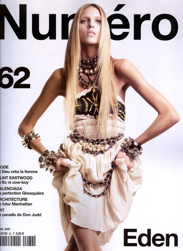 21-letnia Anja Rubik na swojej pierwszej okładce Numéro, kwiecień 2005 r., fot. Greg Kadel/ skan TFS