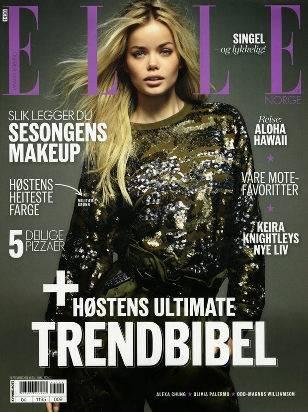 Wrześniowe okładki ELLE, ELLE Norwegia, Frida Aasen, fot. Jorgen GomnaesStylizacja: Petra Middleton, włosy: Nikola Grozdic, makeup: Anne Cecilie Olavesen