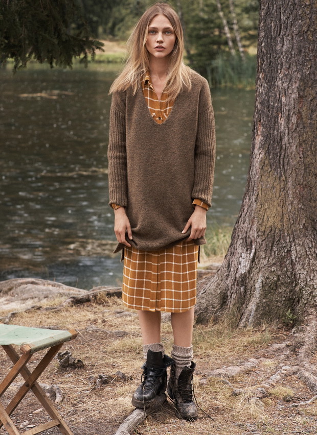 Sasha Pivovarova w lookbooku Mango natural state jesień 2015