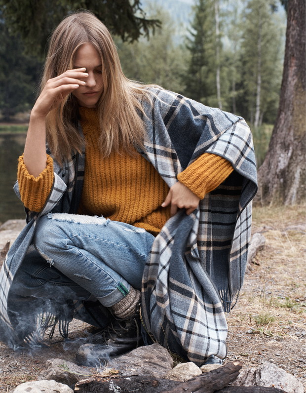 Sasha Pivovarova w lookbooku Mango natural state jesień 2015