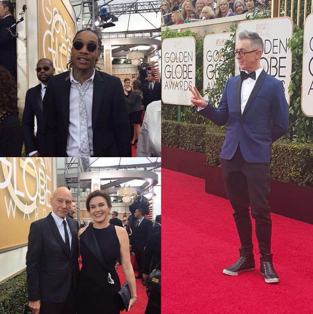 Złote globy 2016: gwiazdy na Instagramie, fot. @goldenglobes Alan Cumming, Patrick Steward, Wiz Khalifa
