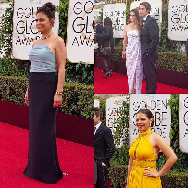 Złote globy 2016: gwiazdy na Instagramie, fot. @goldenglobes Melissa Benoist, America Ferrera i Maura Tierney