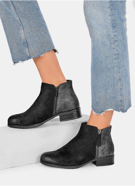 Buty na jesień do 100 zł: dwukolorowe botki z zamkiem