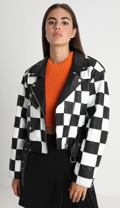 opshop, skórzana ramoneska CHECKERBOARD, 871,20 zł (zalando.pl)