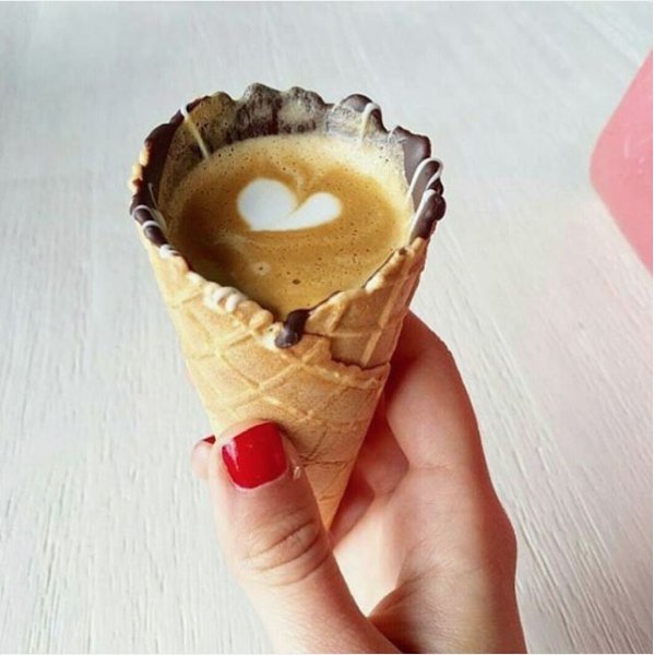 #coffeeinacone. Kawy w rożku podbijają internet!, fot. instagram recipesplus