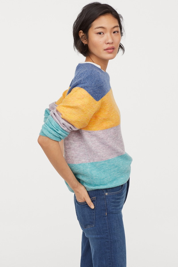 Cienki sweter w kolorowe pasy - H&M, 79,99 zł
