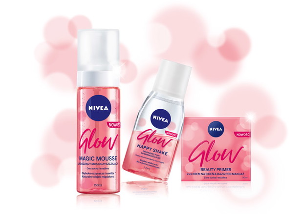 Nivea Glow: Magic Mousse (19,99 zł), Happy Shake (17,99 zł) i Beauty Primer (19,99 zł)
