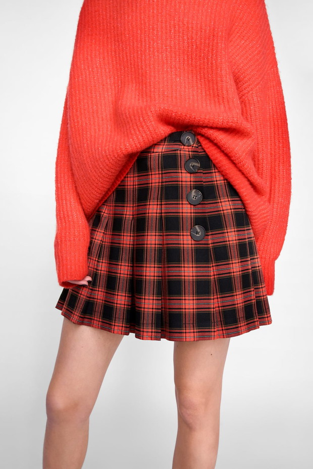 Spódnica mini w kratkę - Zara, 39,90 zł