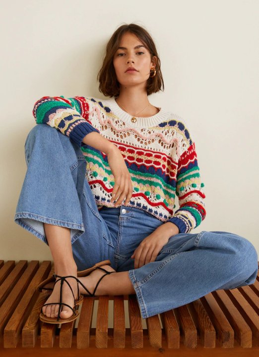Teksturowany kolorowy sweter - Mango, 69,90 zł