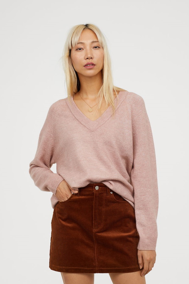 Sweter z dekoltem w serek - H&M, 99,90 zł