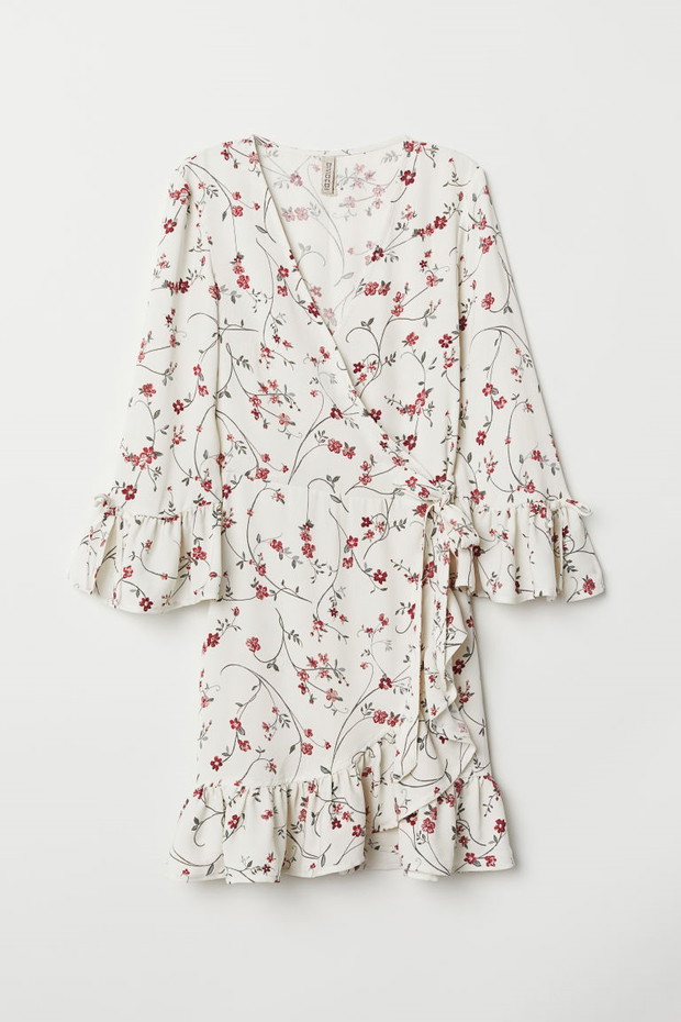 Wzorzysta sukienka kopertowa, H&M 129,99 zł
