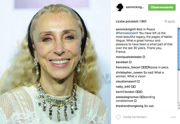 Nie żyje Franca Sozzani. Jak żegna ją branża mody?