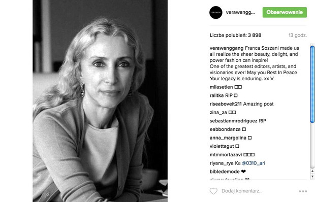 Nie żyje Franca Sozzani. Jak żegna ją branża mody?