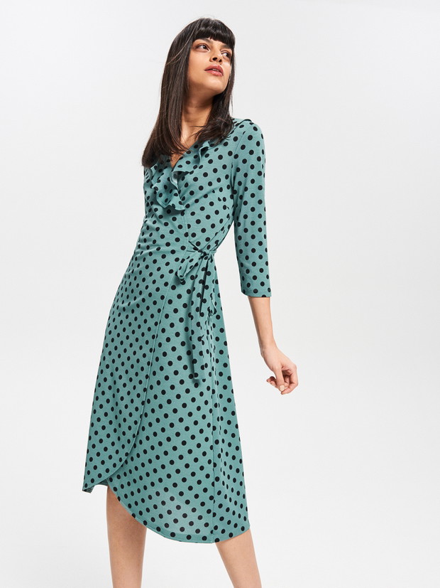 Wrap dress z żaborem - Reserved, 119,99 zł