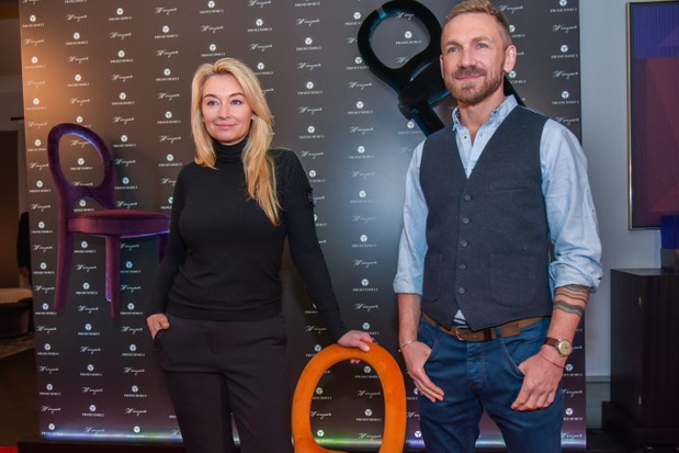 Martyna Wojciechowska i Przemysław Kossakowski na otwarciu Promemoria Warsaw