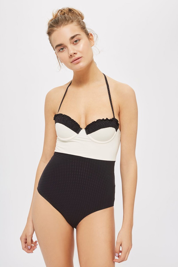 Czarno-biały kostium kąpielowy Topshop