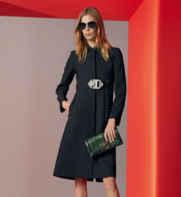 Płaszcz ze srebrną klamrą Bottega Veneta Resort 2018