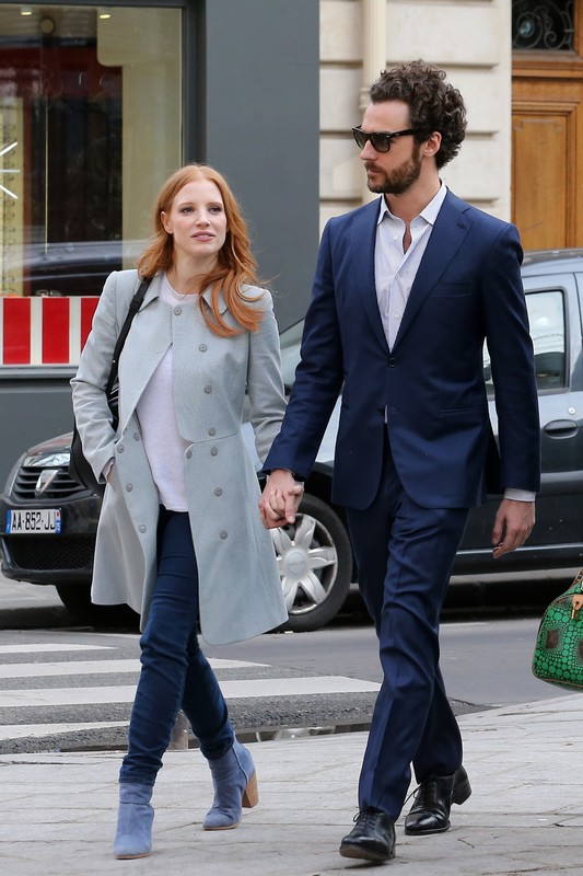 Jessica Chastain i Gian Luca Passi de Preposulo w Paryżu, 06