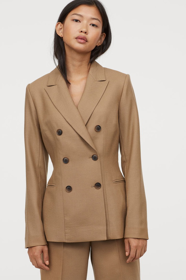Marynarka beżowa z wełny, H&M, 399,99 zł