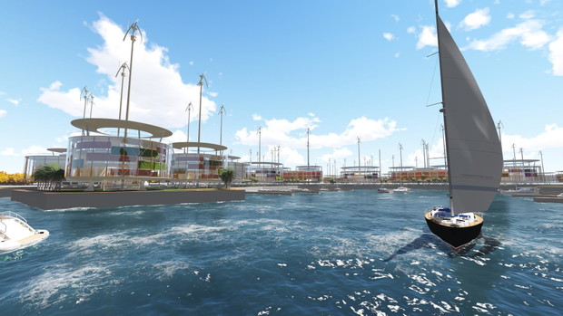 Pływające miasto, wizualizacja: Simon Nummy (Atkins) dla Instytutu Seasteading