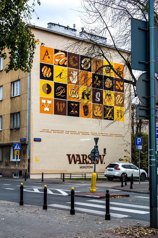 Wallphabet, nowy mural na Mokotwie, projekt Good Looking Studio