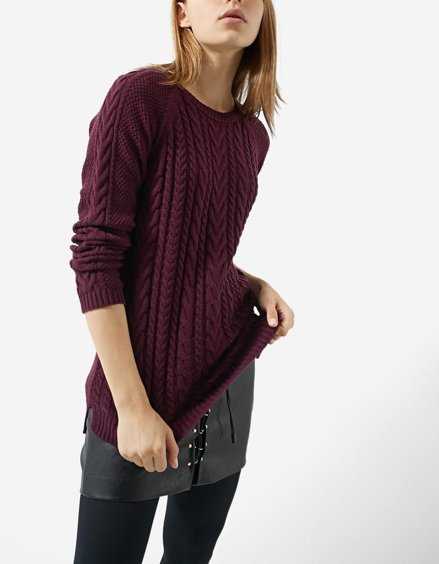 Sweter z warkoczowym splotem Stradivarius