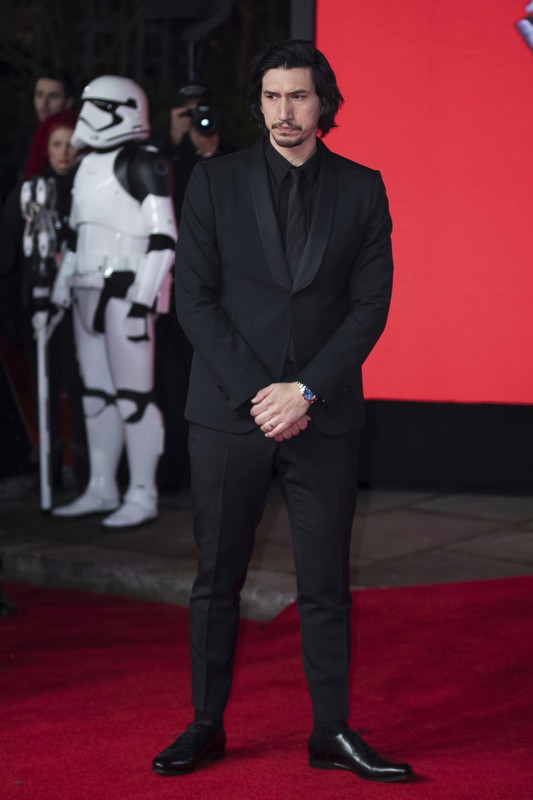 Adam Driver na premierze filmu Gwiezdne wojny: Ostatni Jedi w Londynie, 12