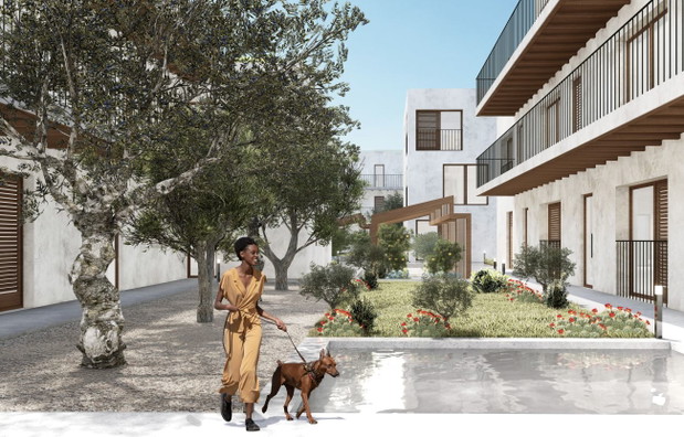 Niskoemisyjne osiedle mieszkaniowe dla rodzin pracowników rolnych – Konkurs „Architecture at Zero”, projekt: Dominika Bednarek