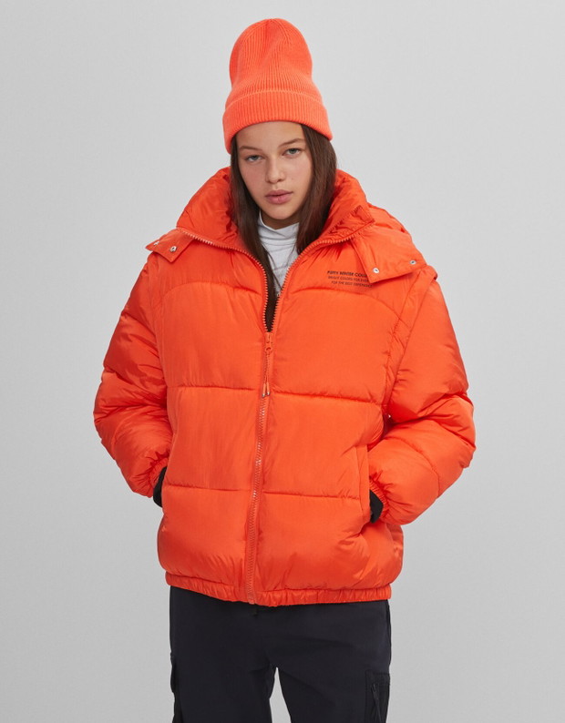 Neonowa kurtka z odpinanymi rękawami / Bershka