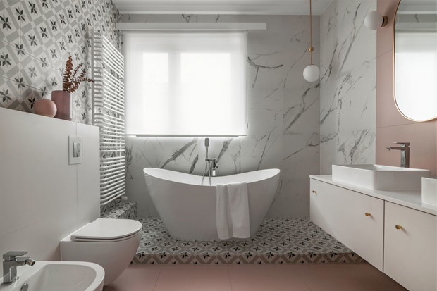 Łagodne pastele w domu prawniczki, projekt wnętrza: Małgorzata Kasperek, architekt wnętrz Decoroom, Projekt kuchni: Katarzyna Fotek, architekt wnętrz Decoroom Kitchen