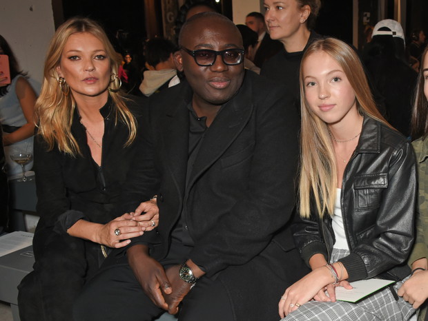 Kate Moss, Edward Enninful i Lila Grace Moss Hack na pokazie Topshop, 17.09.2017.