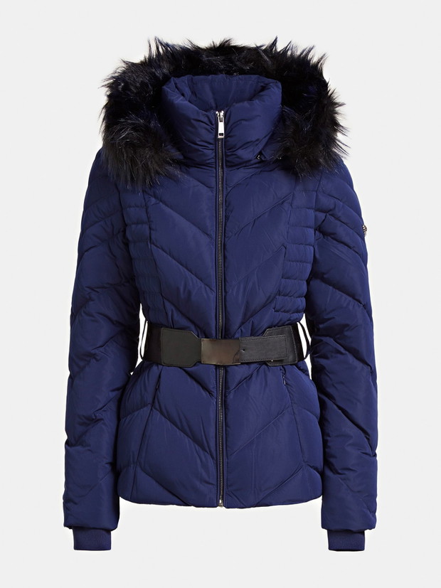 Krótka kurtka puchowa z paskiem Guess Winter Essentials