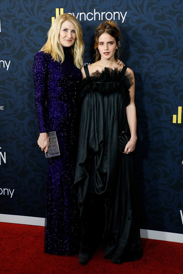 Laura Dern i Emma Watson na premierze Little Women w Nowym Jorku.