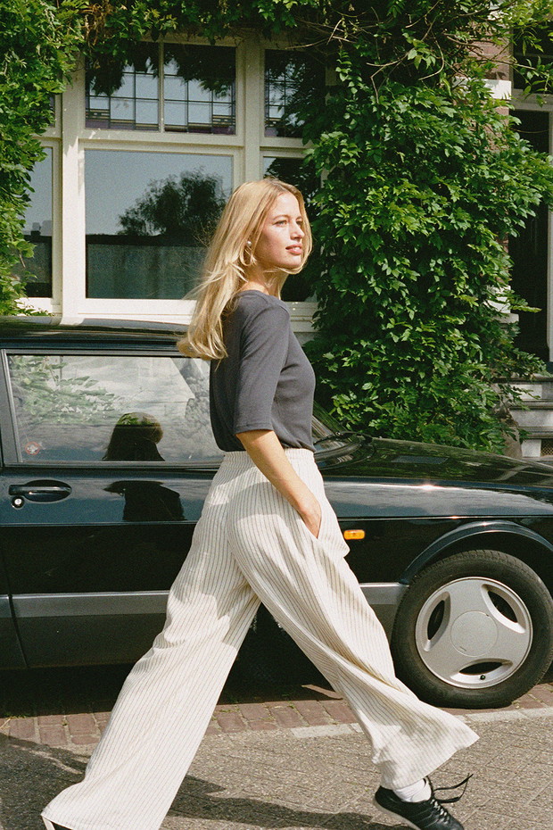 FLOW PANTS STRIPES ECRU