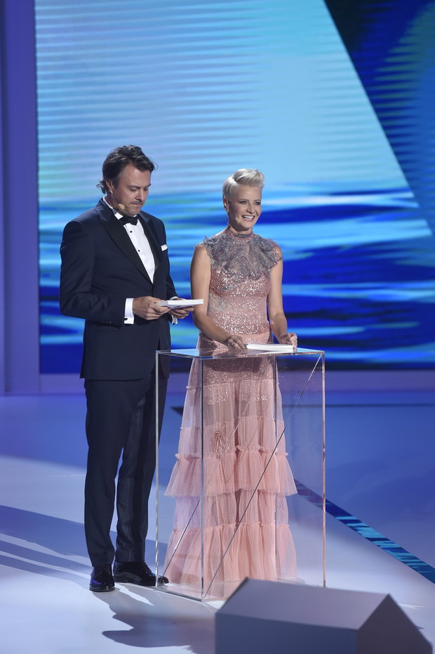Marek Bukowski i Małgorzata Kożuchowska na gali zamknięcia Festiwalu Filmowego w Gdyni